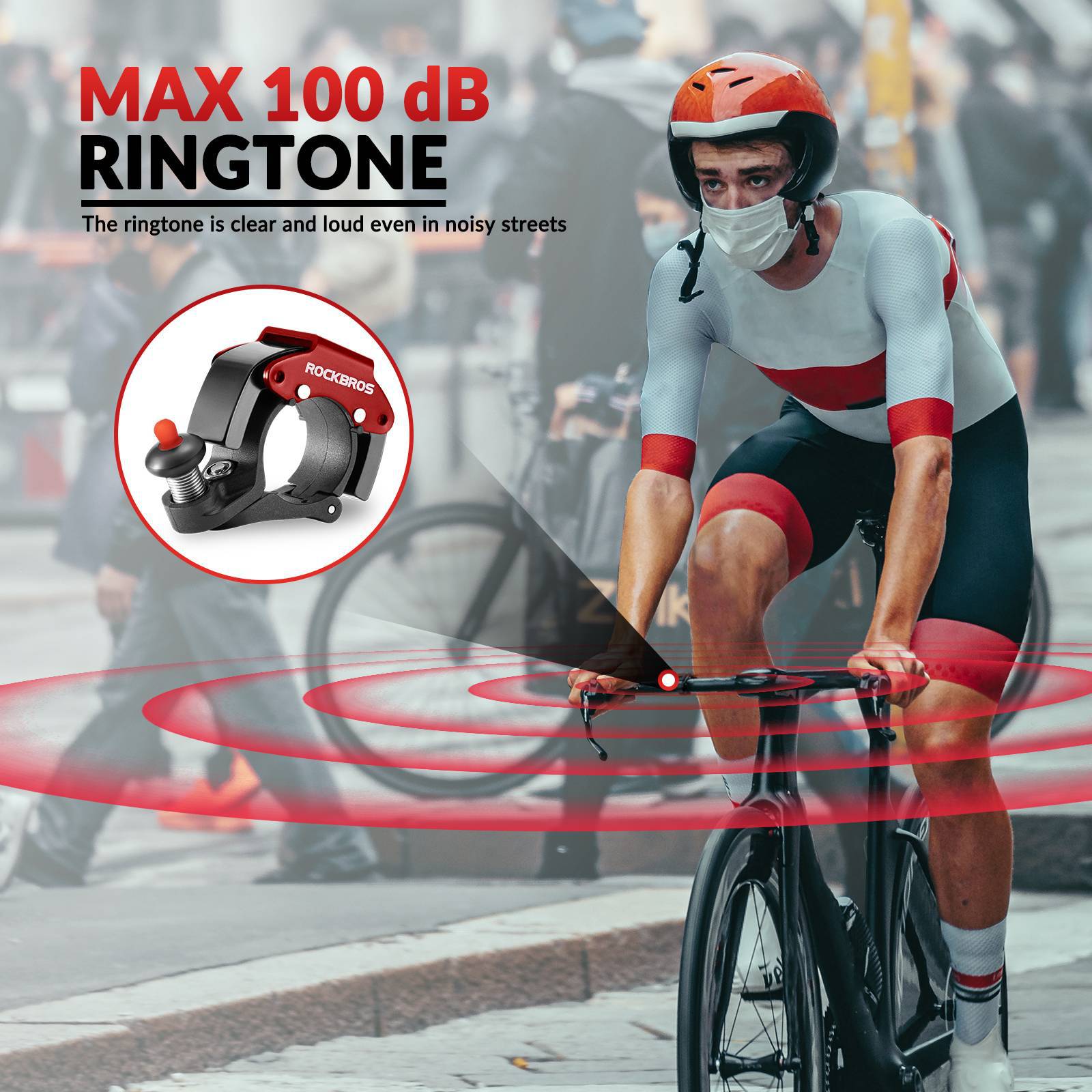 Tilbehør - Ringeklokker - RockBros Mini Ringeklokke 100dB - Titanium