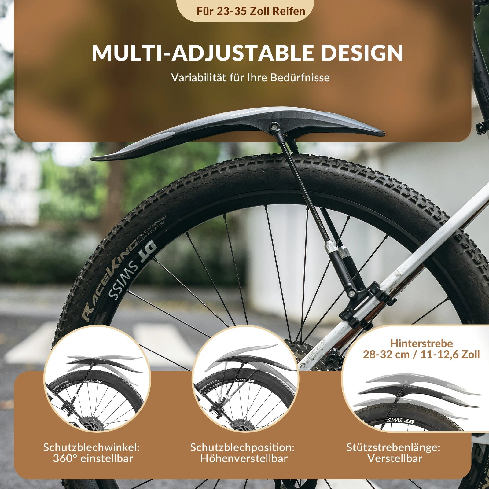 Tilbehør - Cykelskærme - RockBros Skærmsæt Fleksibelt 26"-29" - For