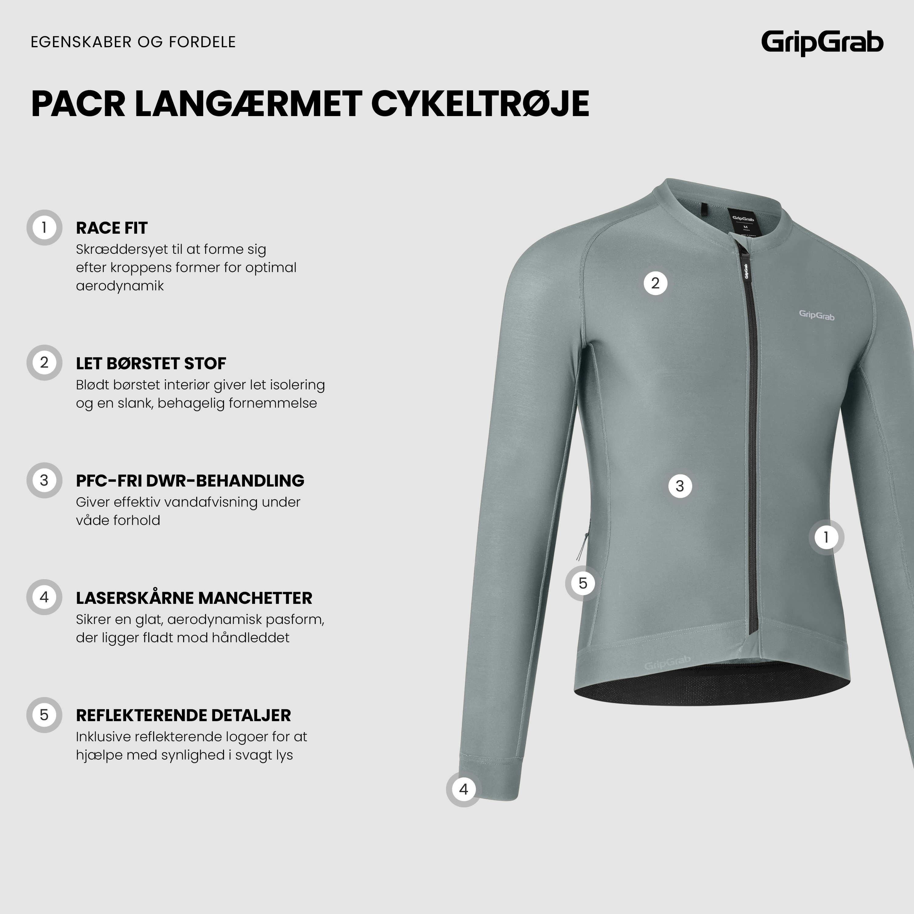 Beklædning - Cykeltrøjer - GripGrab PACR Langærmet Cykeltrøje - Light Blue