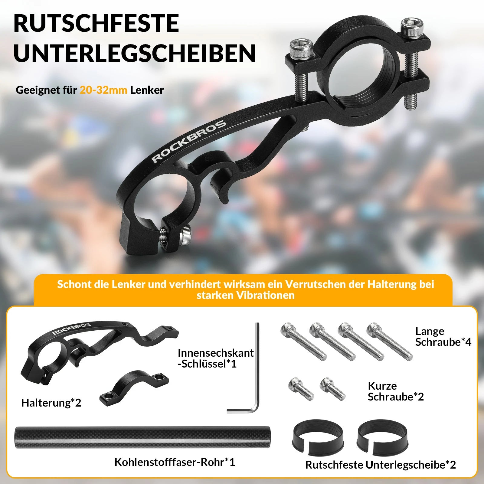 Tilbehør - Mobilholdere - RockBros Styrforlænger 25 cm til 20-32mm Styr