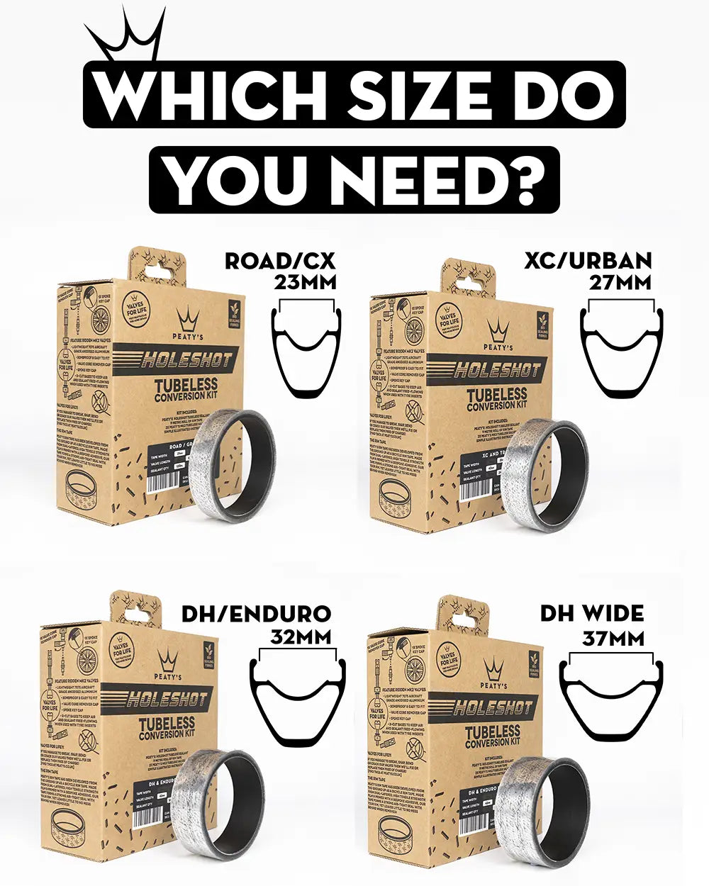Reservedele - Tubeless - Peaty's Holeshot Tubeless Kit 32mm Enduro/DH