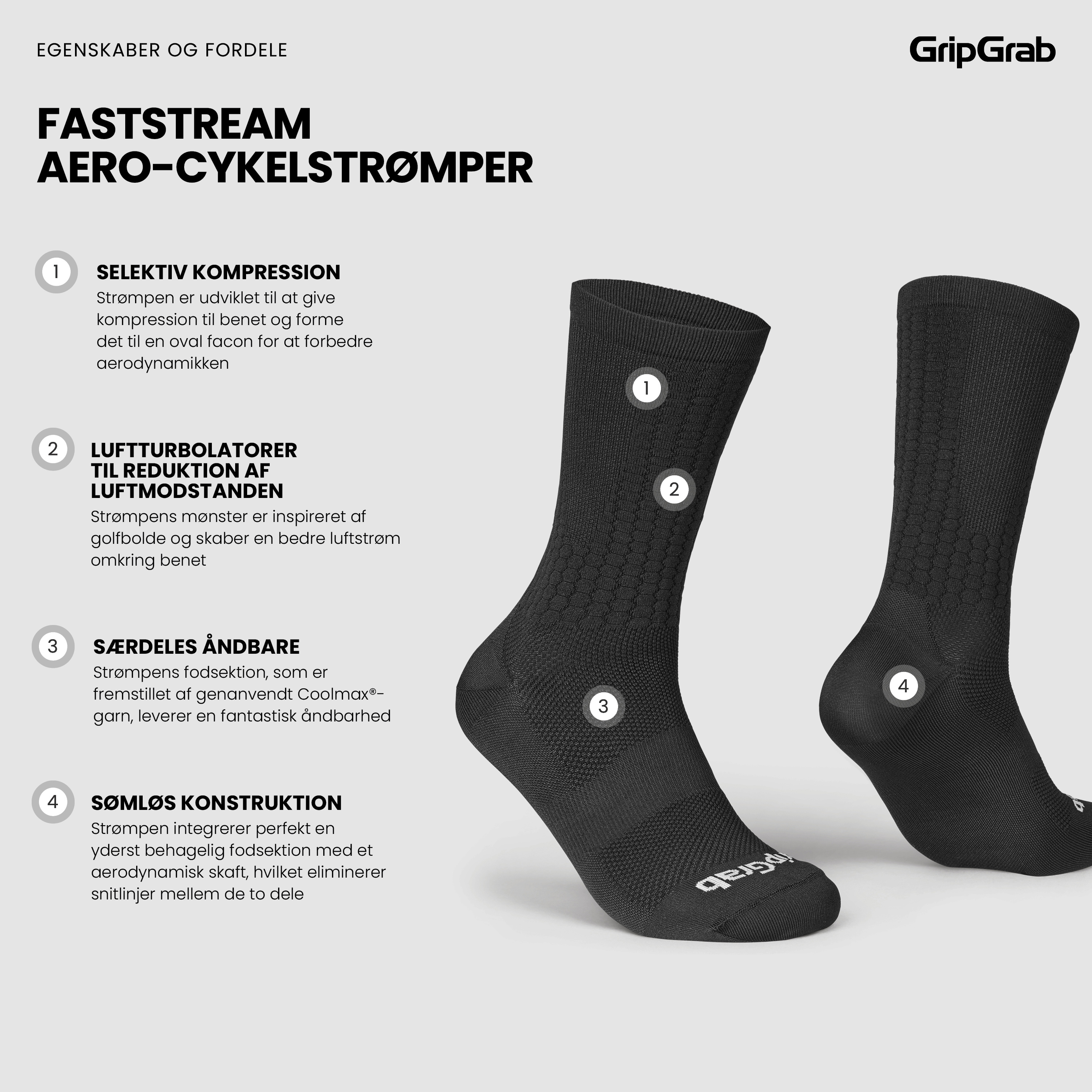 Beklædning - Sokker - GripGrab Faststream Aero Sokker - Black