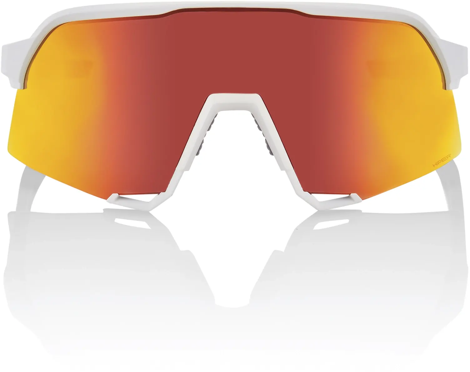 Beklædning - Cykelbriller - 100% S3 - Soft Tact White - HiPER Red Multilayer Mirror Lens