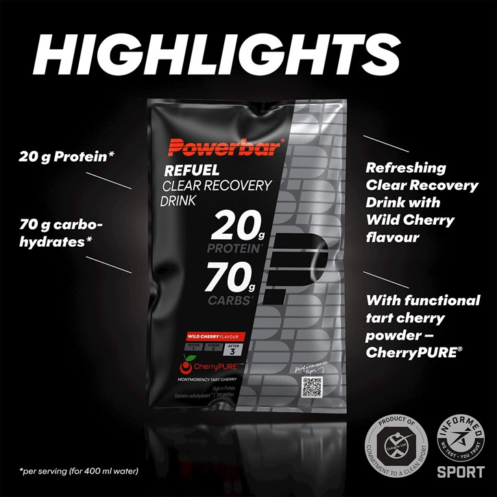 Tilbehør - Energiprodukter - PowerBar Black Line Refuel Clear Recovery Drink Wild - Cherry