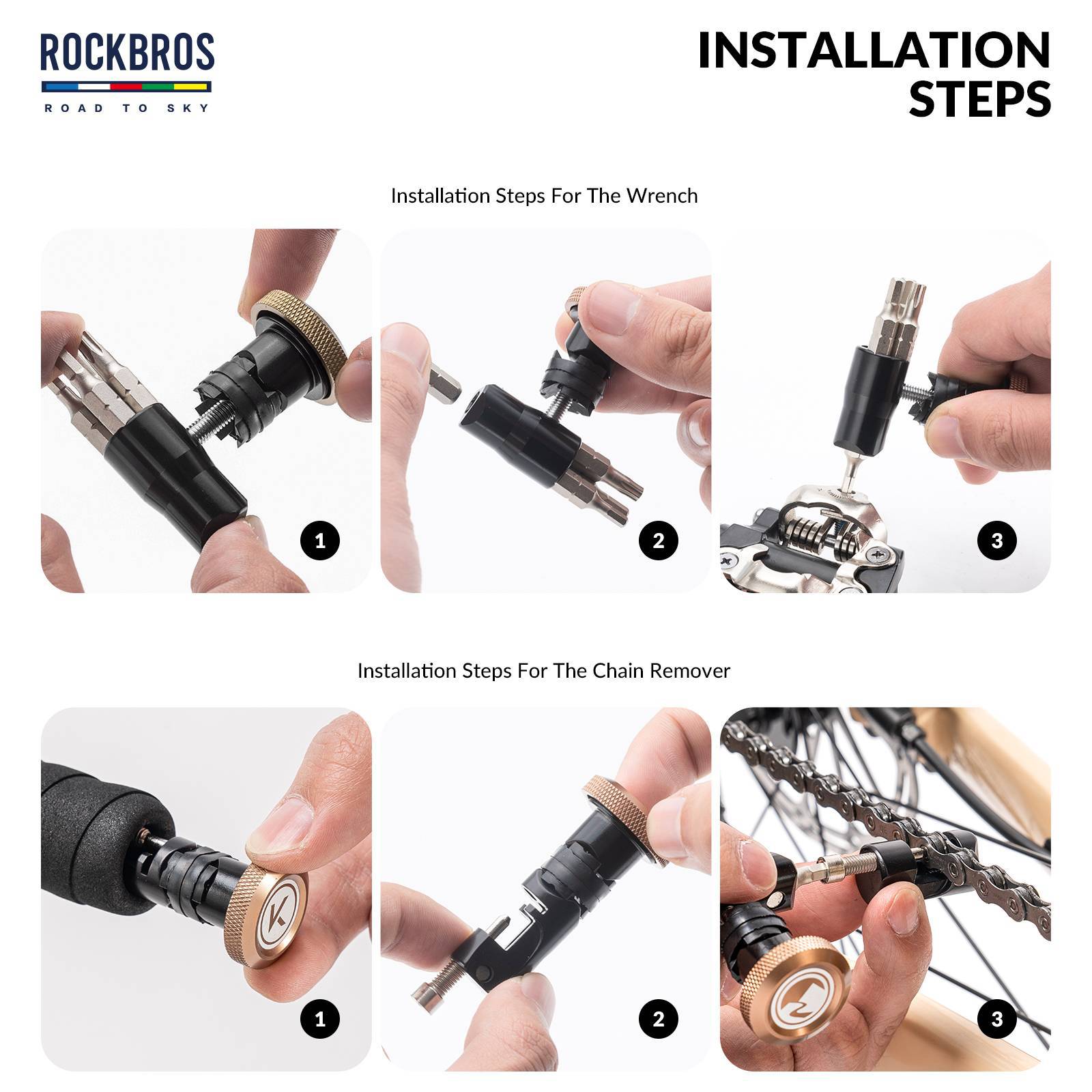 Tilbehør - Værktøj - RockBros Styrprop Multitool 6-i-1 m. Kædeskiller