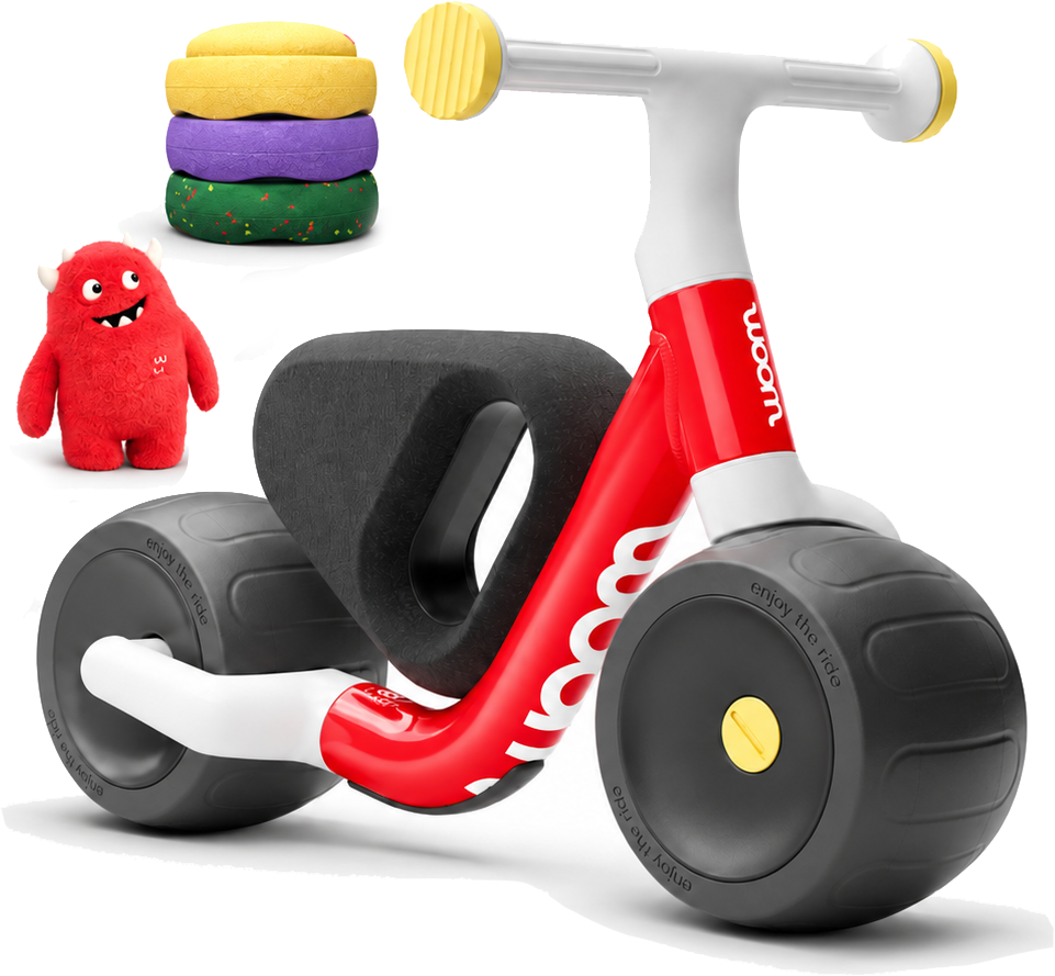 Woom WOW "Wobble Wobble" - Red + Stapelstein and Teddy