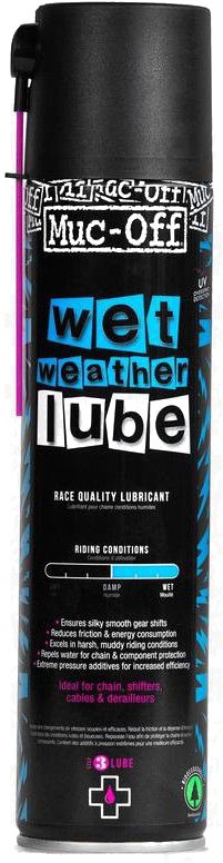 Se Muc-Off Wet Lube - Kædeolie-spray til våde forhold - 400 ml hos Cykelexperten.dk