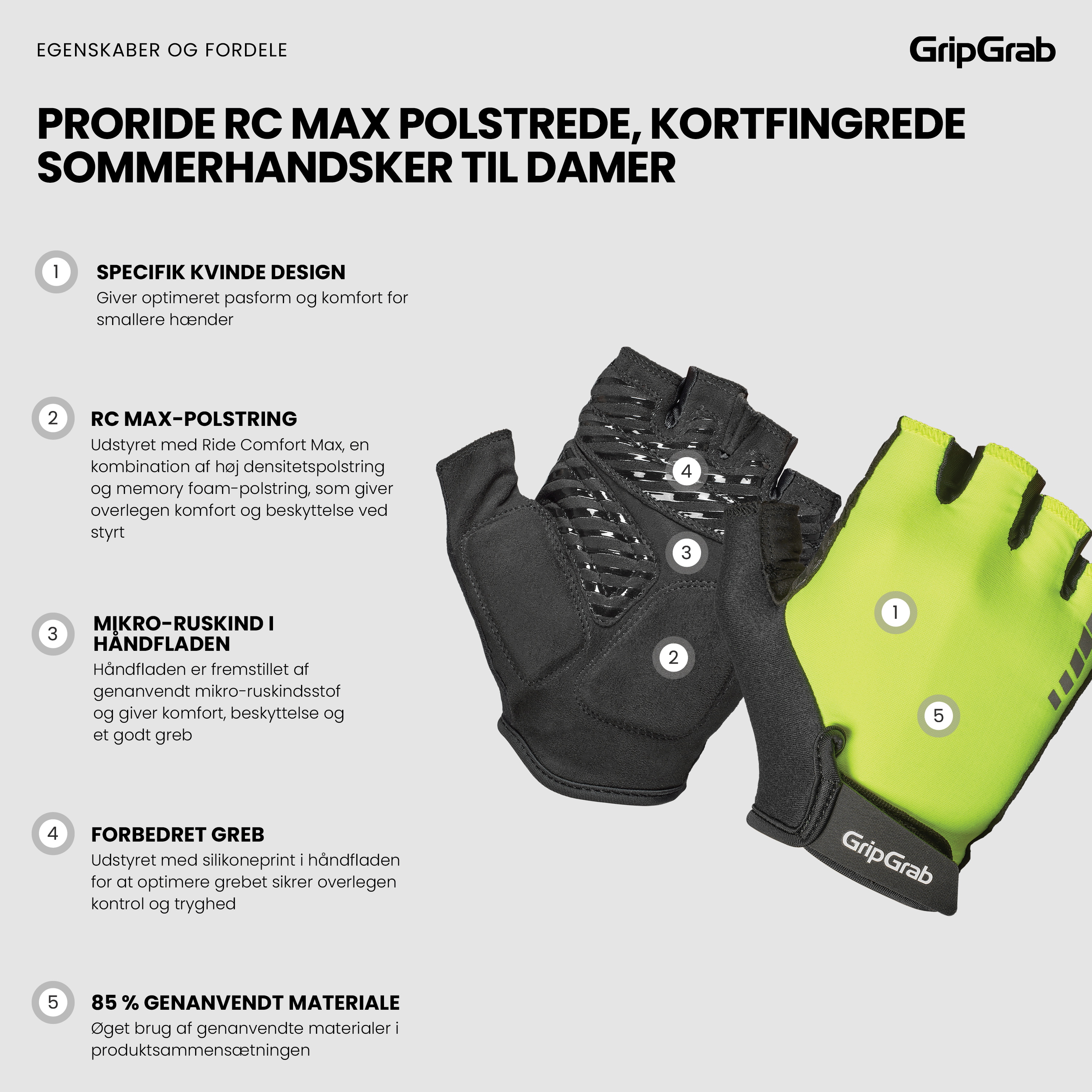 Beklædning - Cykelhandsker - GripGrab Women's ProRide RC Max Cykelhandske - Yellow Hi-Vis