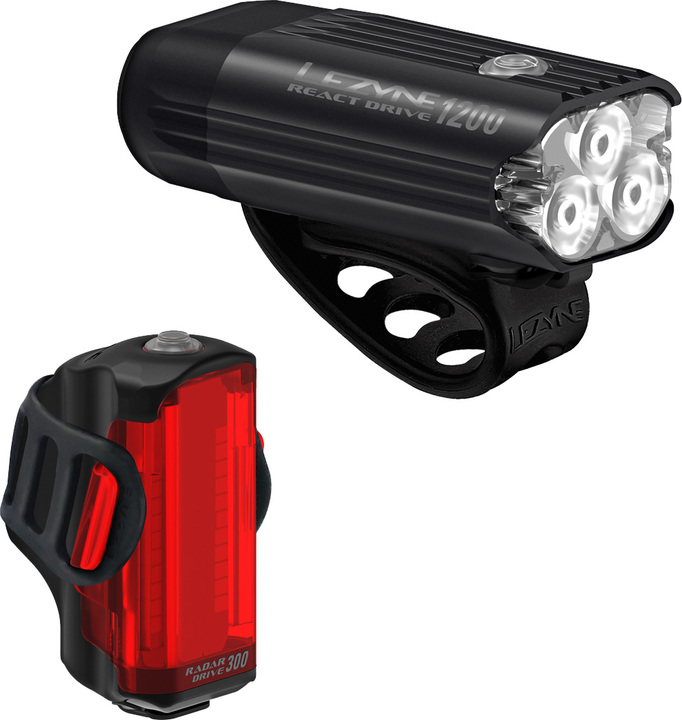 Lezyne Radar React System Forlygte/Baglygte USB-C Opladning 1200/300 lumen Lezyne Radar React System Forlygte/Baglygte USB-C Opladning 1200/300 lumen