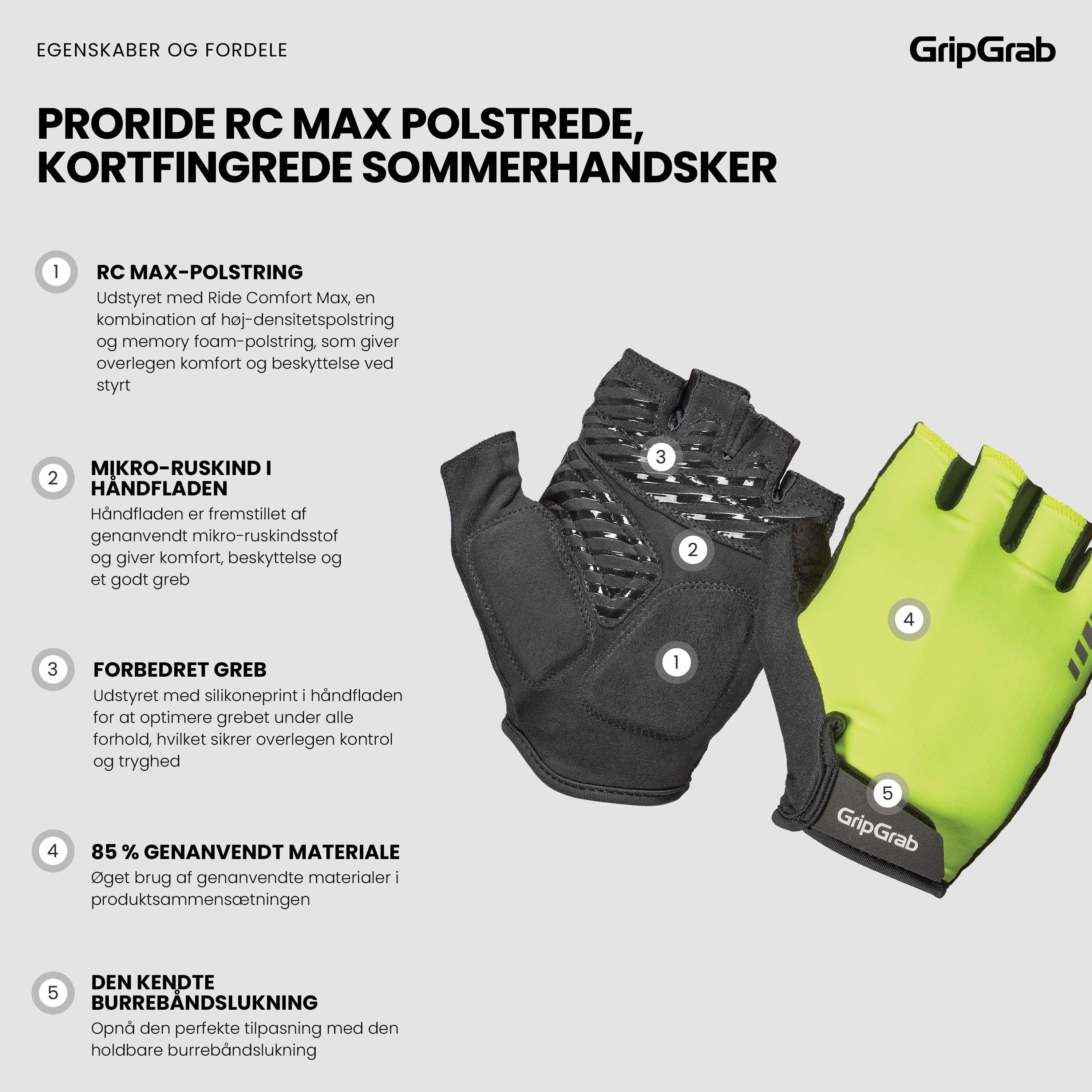 Beklædning - Cykelhandsker - GripGrab ProRide RC Max Cykelhandske - Yellow Hi-Vis