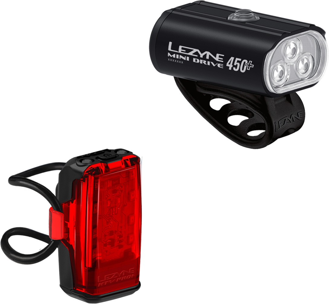 Lezyne Mini Drive 450+ / KTV Drive Pro+ Lygtesæt 450/150 lumen - Black