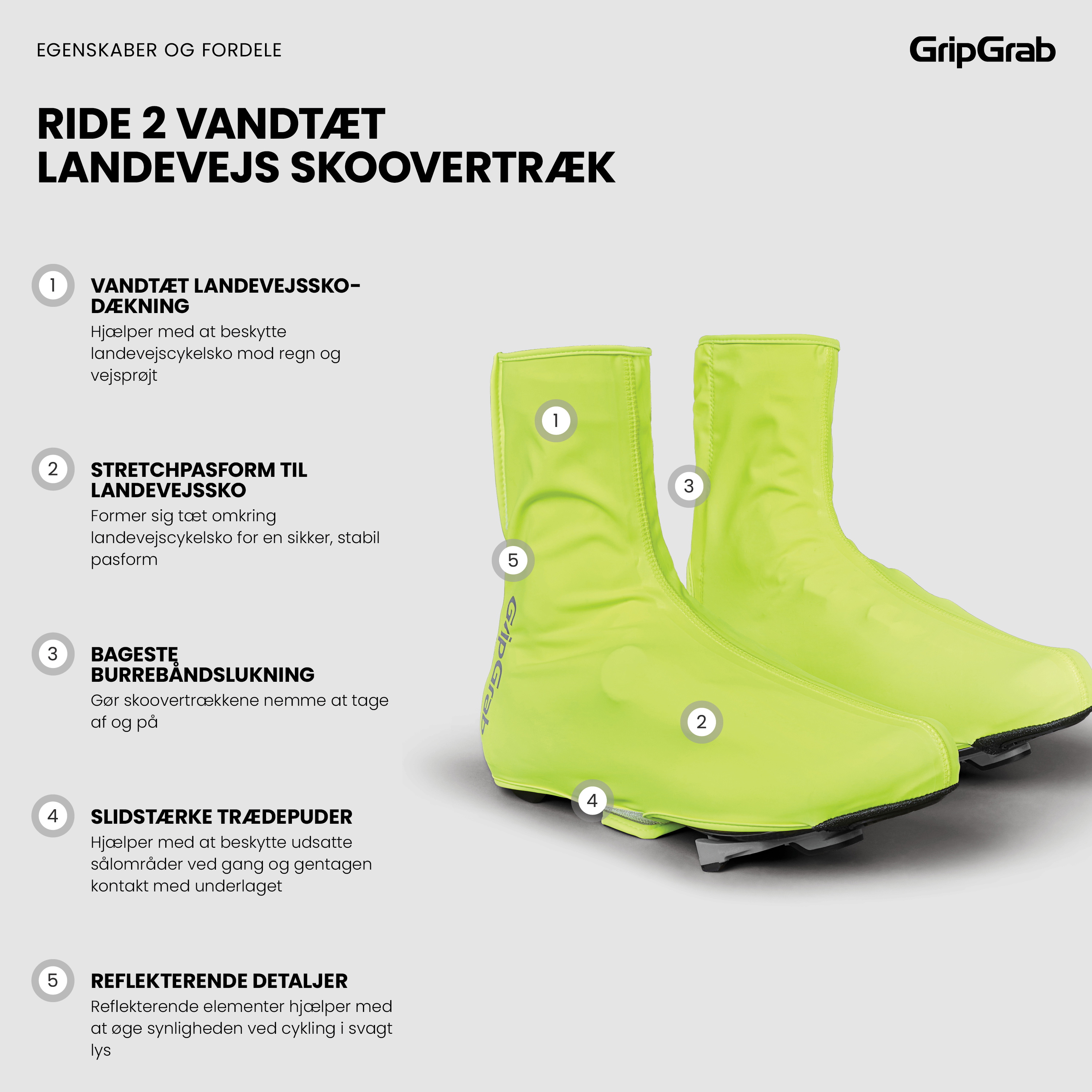 Beklædning - Skoovertræk - GripGrab RIDE 2 Vandtæt Landevejs Skoovertræk - Yellow Hi-Vis