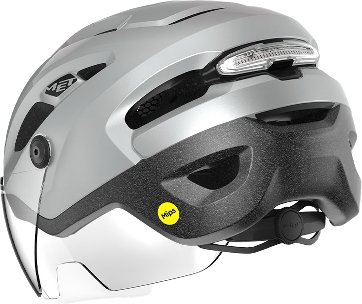 Beklædning - Cykelhjelme - MET Helmet Intercity m. LED lys MIPS - Refleks/Grå
