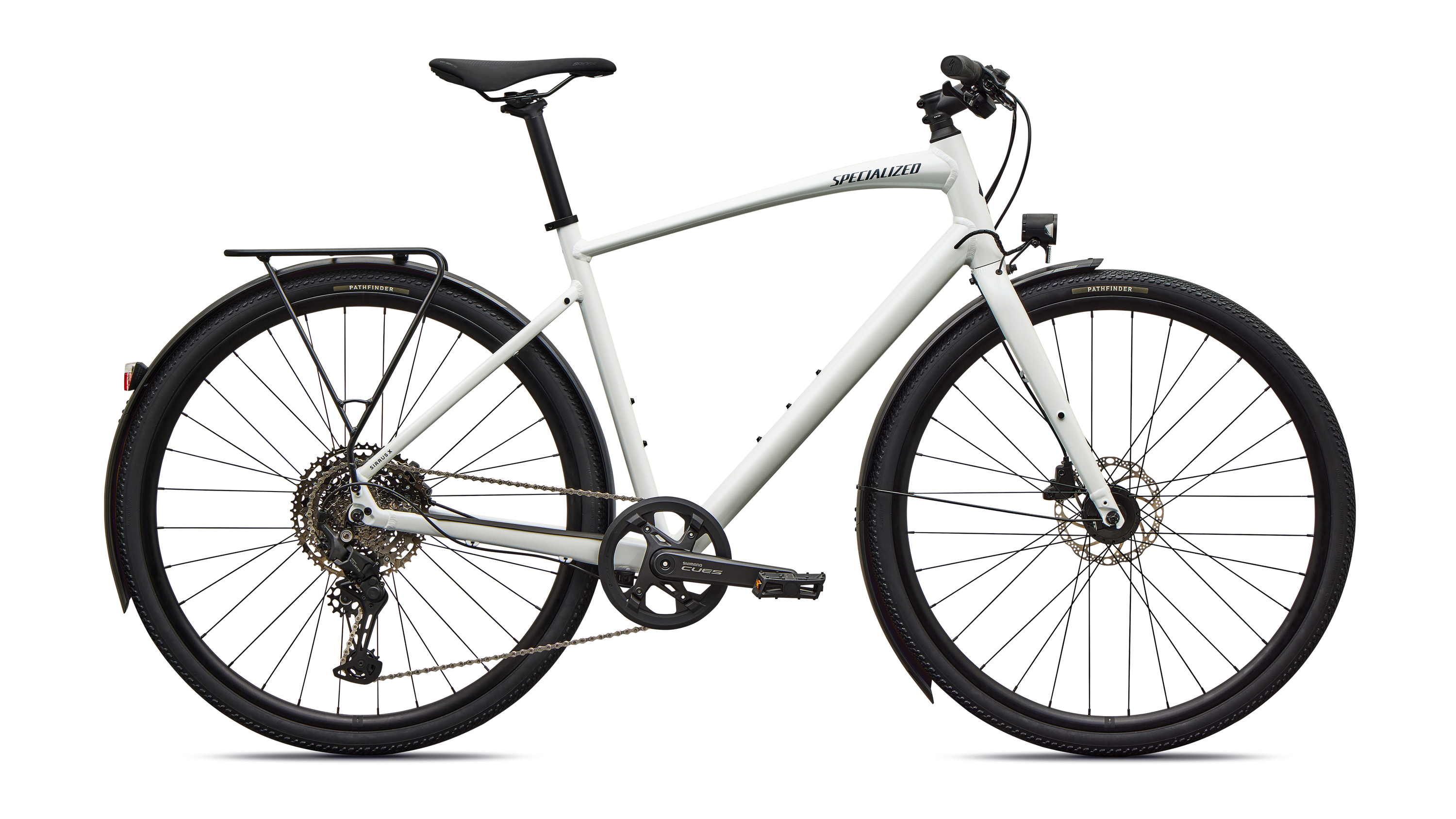 Cykler - Herrecykler - Specialized Sirrus X 3.0 EQ 2027 - Gloss Metallic White Silver / Metallic Deep
