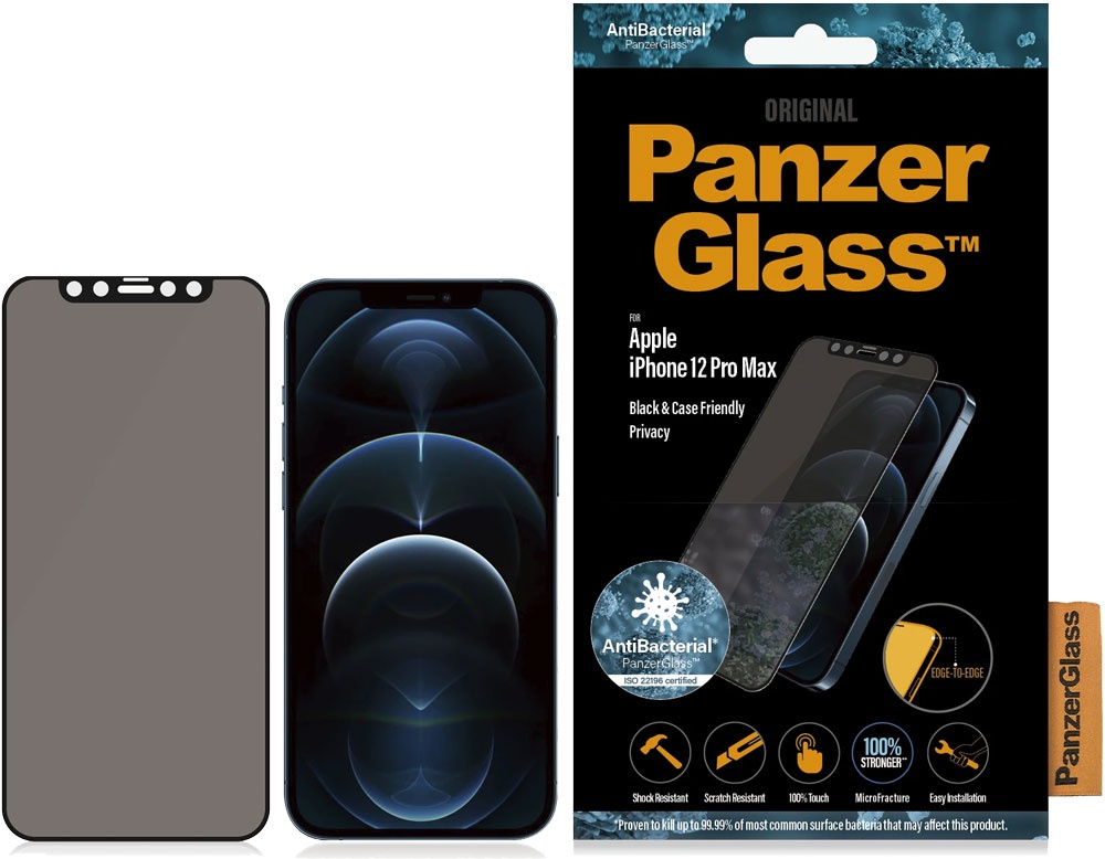 Tilbehør - Mobilholdere - Panzerglass Apple iPhone 12 Pro Max Case Friendly Privacy beskyttelselsglas