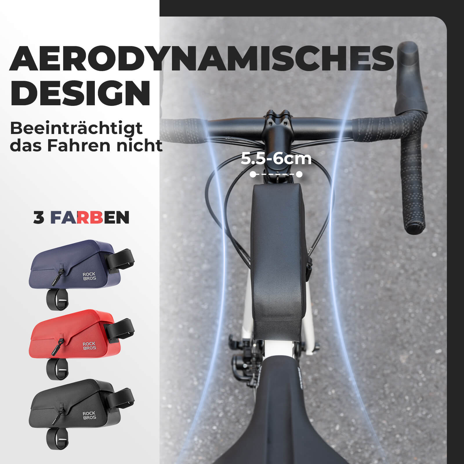 Tilbehør - Cykeltasker - RockBros Magnetisk Overrørstaske - Black
