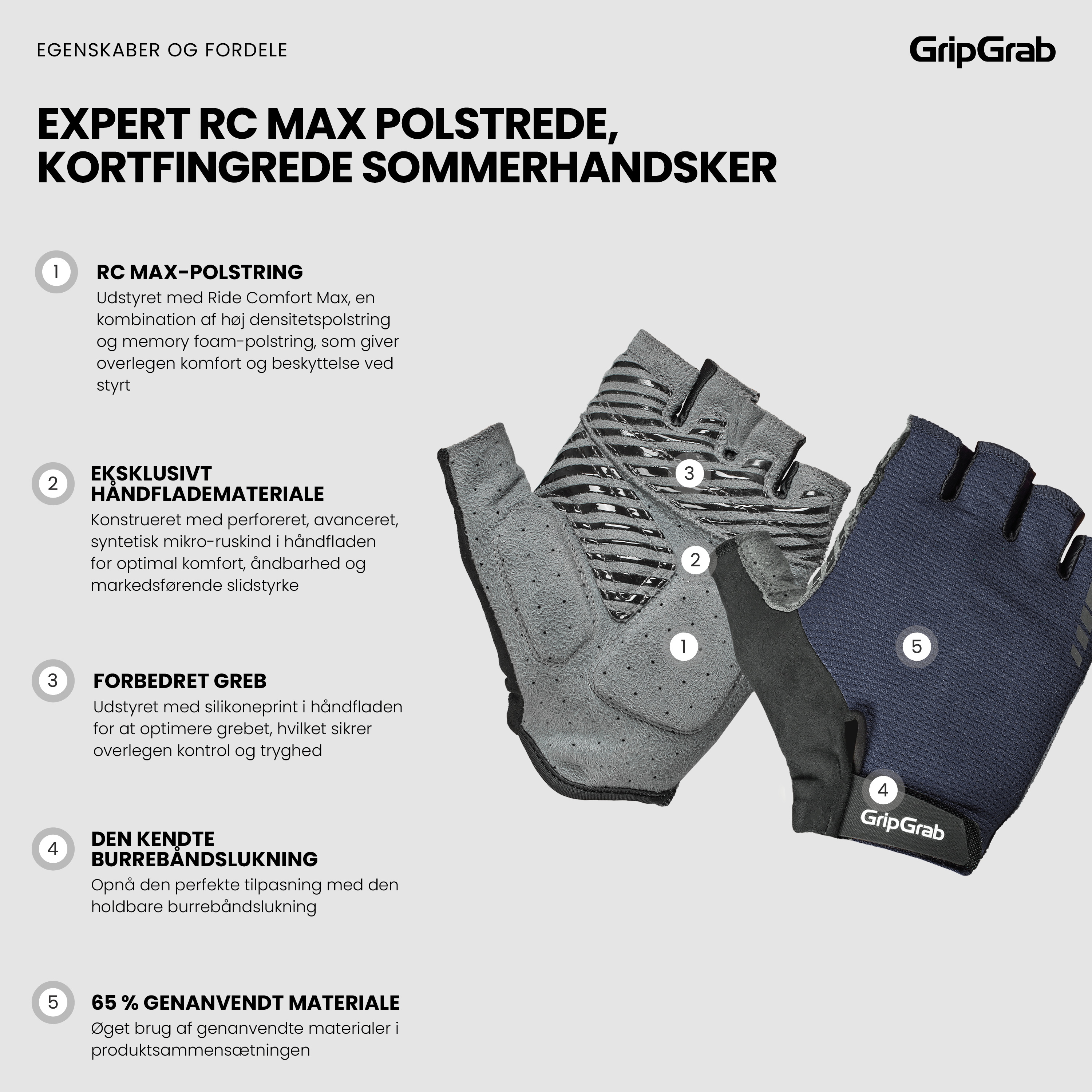 Beklædning - Cykelhandsker - GripGrab Expert RC Max Cykelhandske - Navy Blue