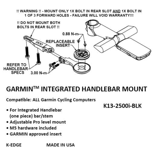 Tilbehør - Cykelcomputer & GPS - K-EDGE Garmin Integrated Handlebar System (IHS) Mount