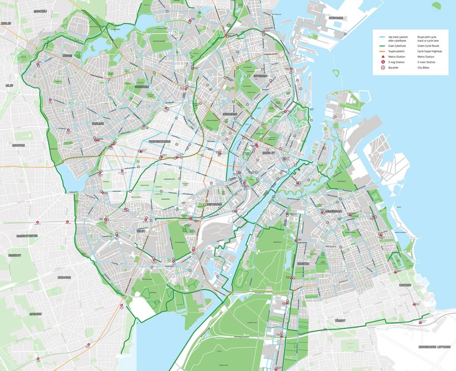 Kort over cykelruter i København