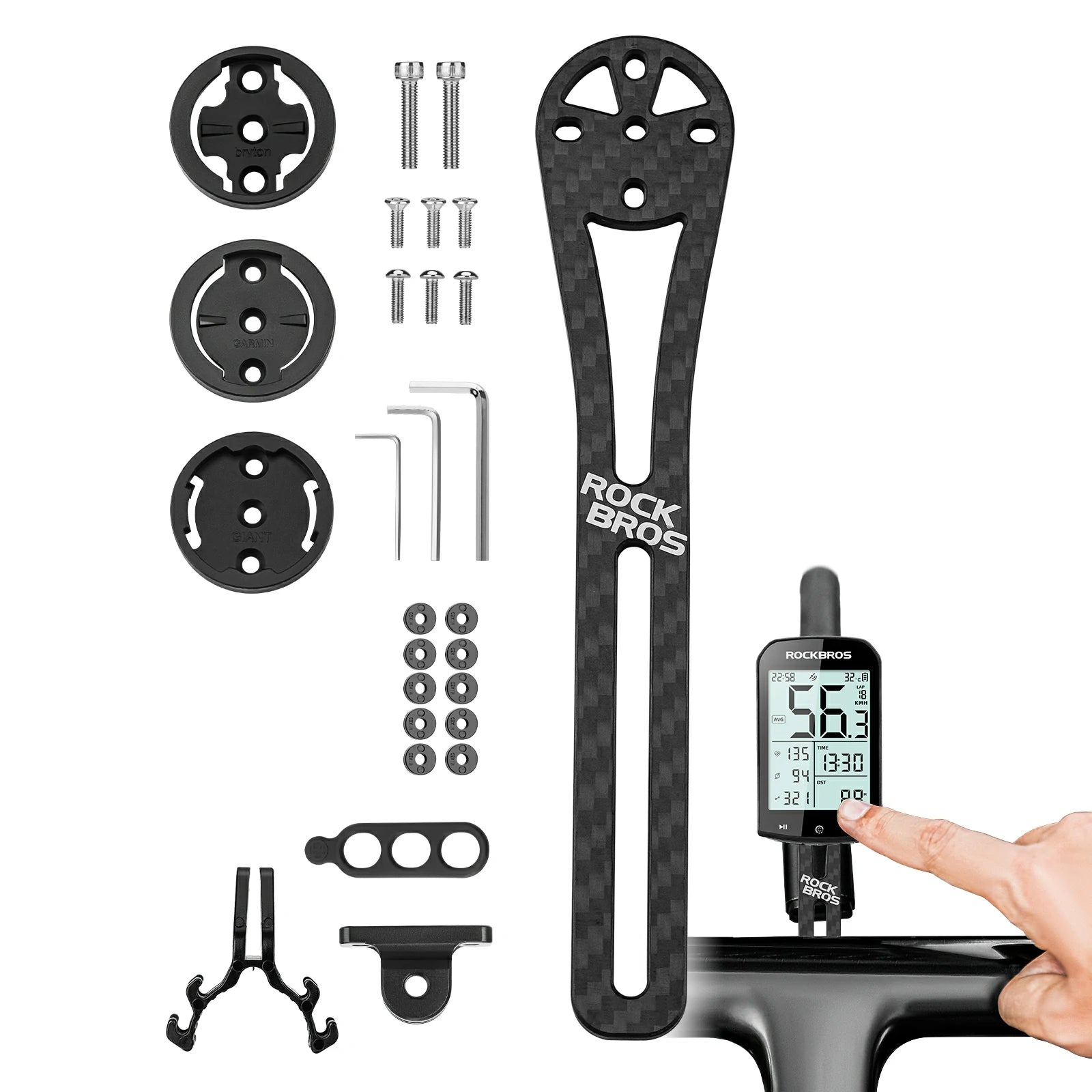 Tilbehør - Cykelcomputer & GPS - RockBros Cykelcomputerholder Carbon - Type B
