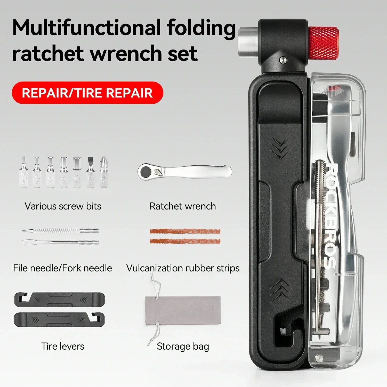 Tilbehør - Værktøj - RockBros Mini Skralde Multitool 15-i-1