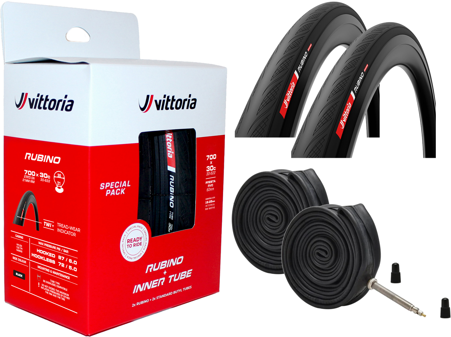 Continental Road Rubino V TP 700x28c/30c G2 Sampak (2 dæk + 2 slanger) - Black billede