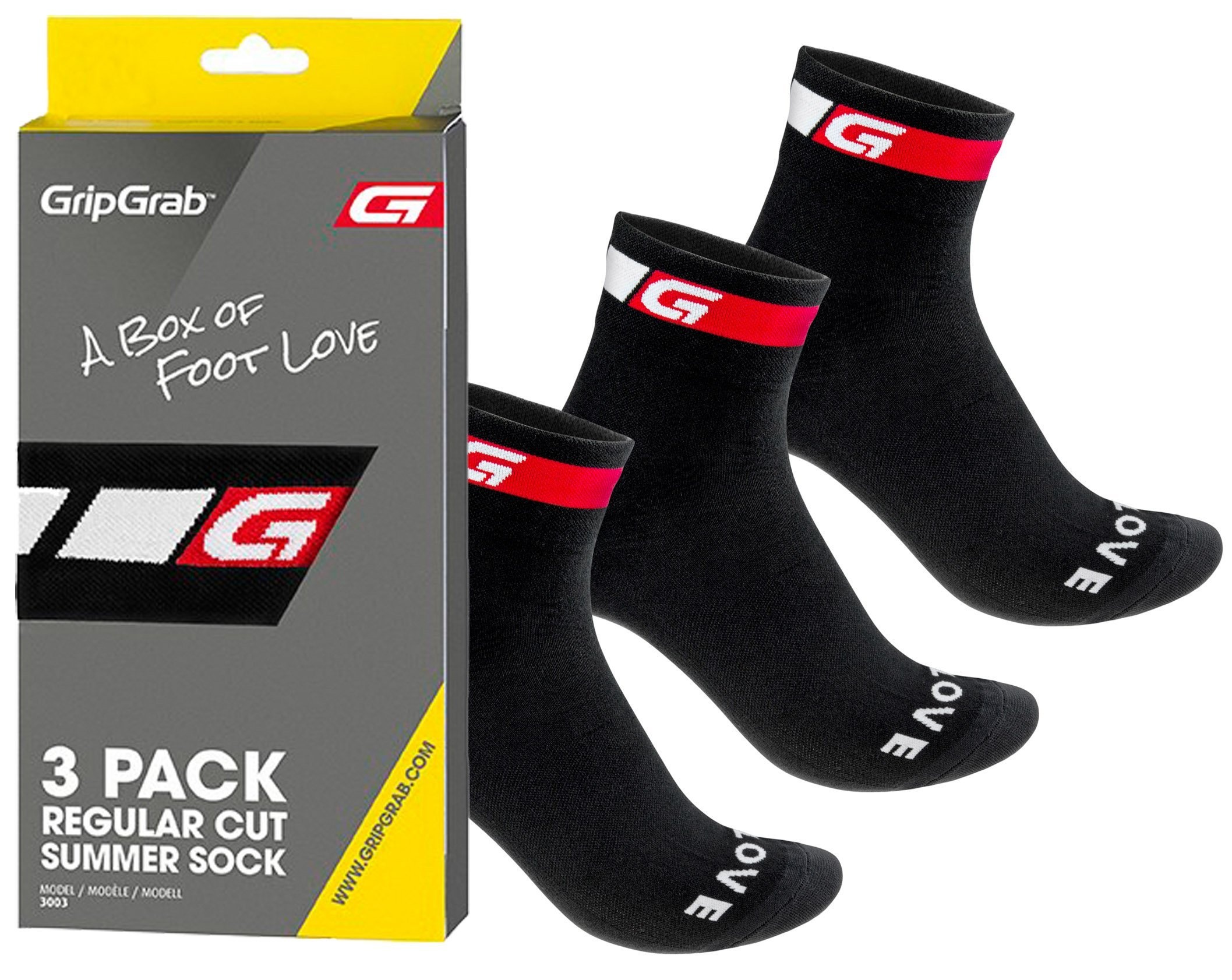 Gripgrab 3-Pack Regular Cut Summer Sock, Sort