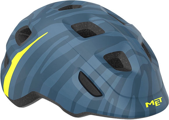 Se MET Helmet Hooray m. LED lys MIPS "Green Buckle" - Blue Zebra hos Cykelexperten.dk