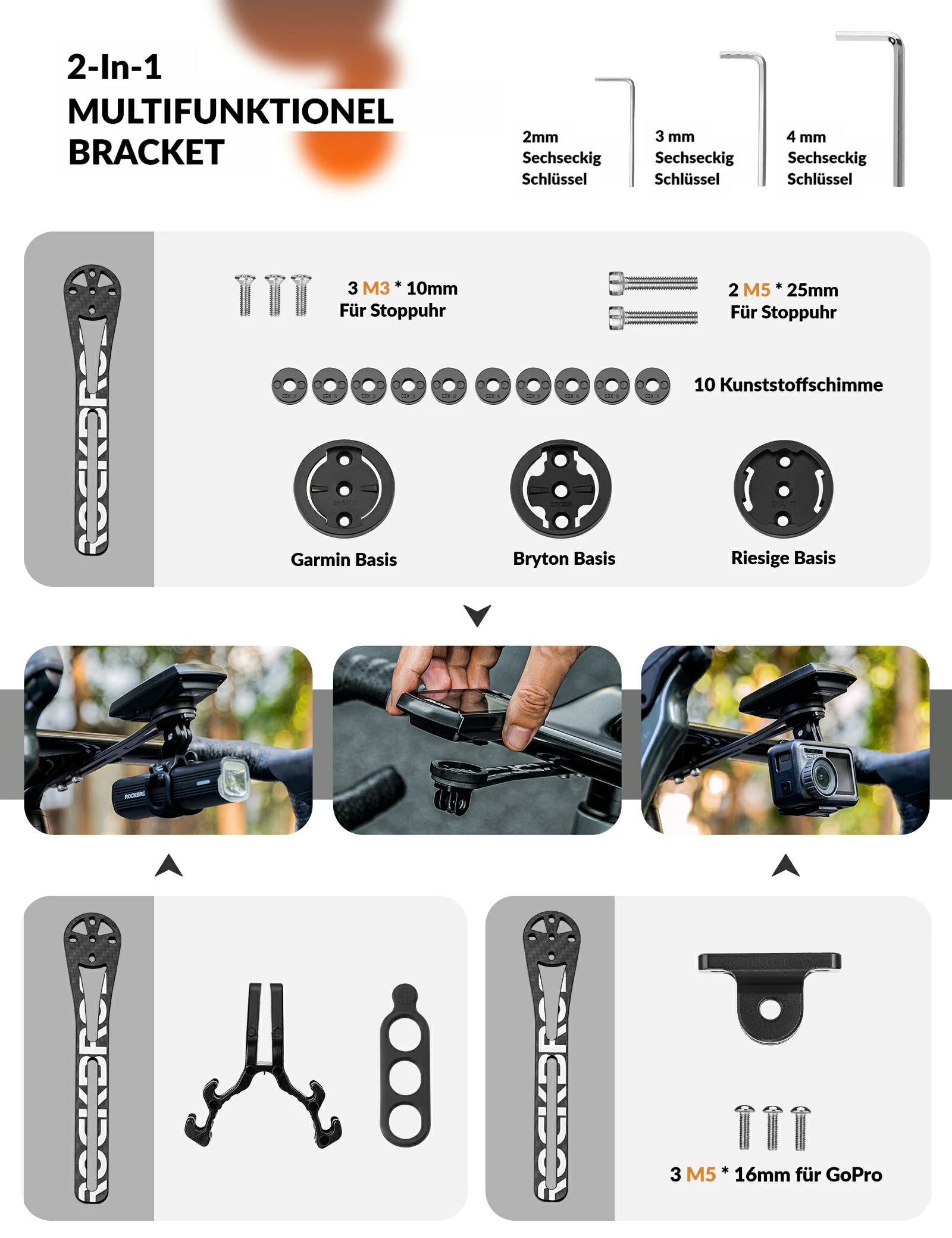 Tilbehør - Cykelcomputer & GPS - RockBros Cykelcomputerholder Carbon - Type B