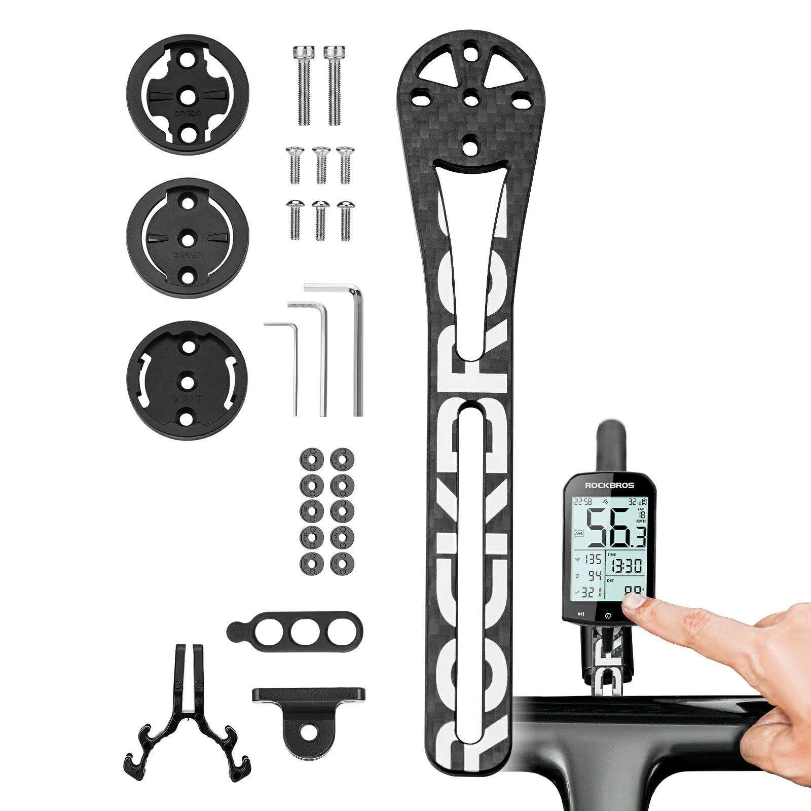 Tilbehør - Cykelcomputer & GPS - RockBros Cykelcomputerholder Carbon - Type B