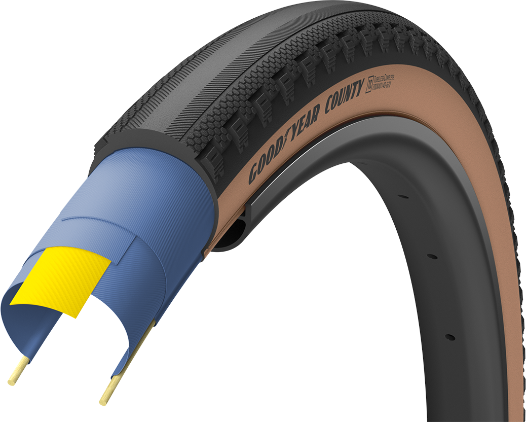 Se Goodyear COUNTY Tubeless Complete 700x35c/50c - Brun hos Cykelexperten.dk