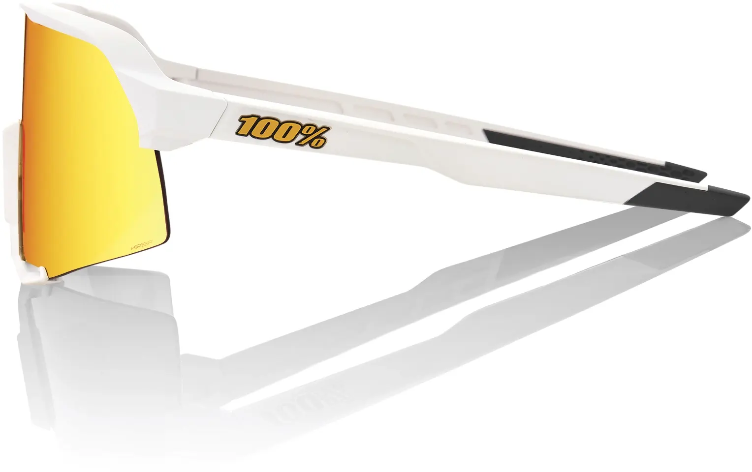 Beklædning - Cykelbriller - 100% S3 - Soft Tact White - HiPER Red Multilayer Mirror Lens