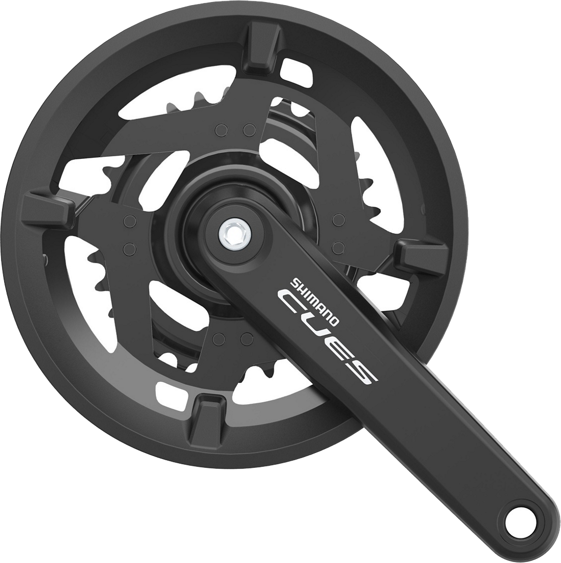 Shimano CUES FC-U4010-2 Kranksæt 46/30T 170mm 2x9/10 speed med Kædeskærm Sort