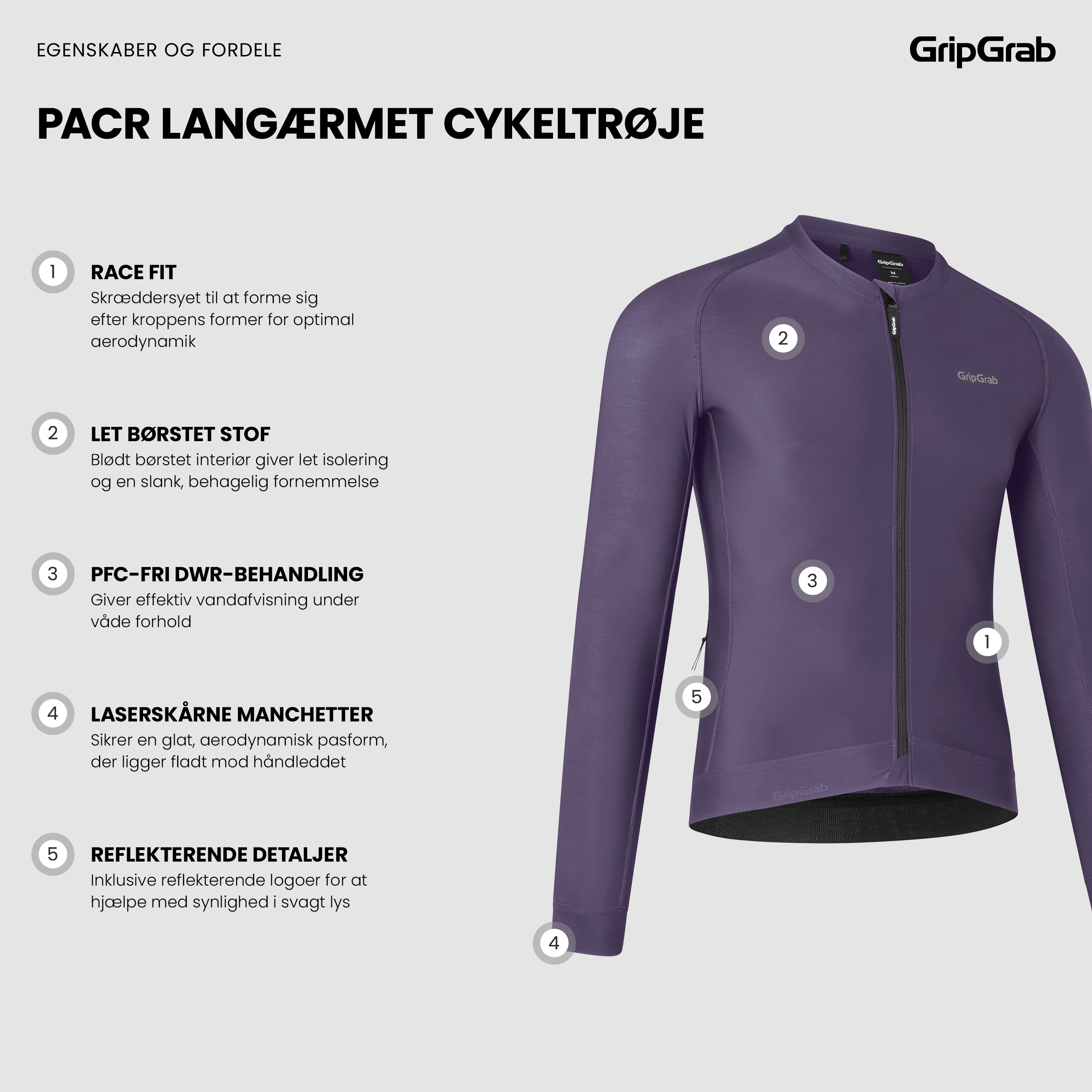 Beklædning - Cykeltrøjer - GripGrab PACR Langærmet Cykeltrøje - Purple