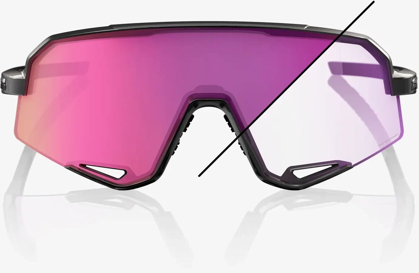 Beklædning - Cykelbriller - 100% SLENDALE - Gloss Black - Photochromic Purple Mirror