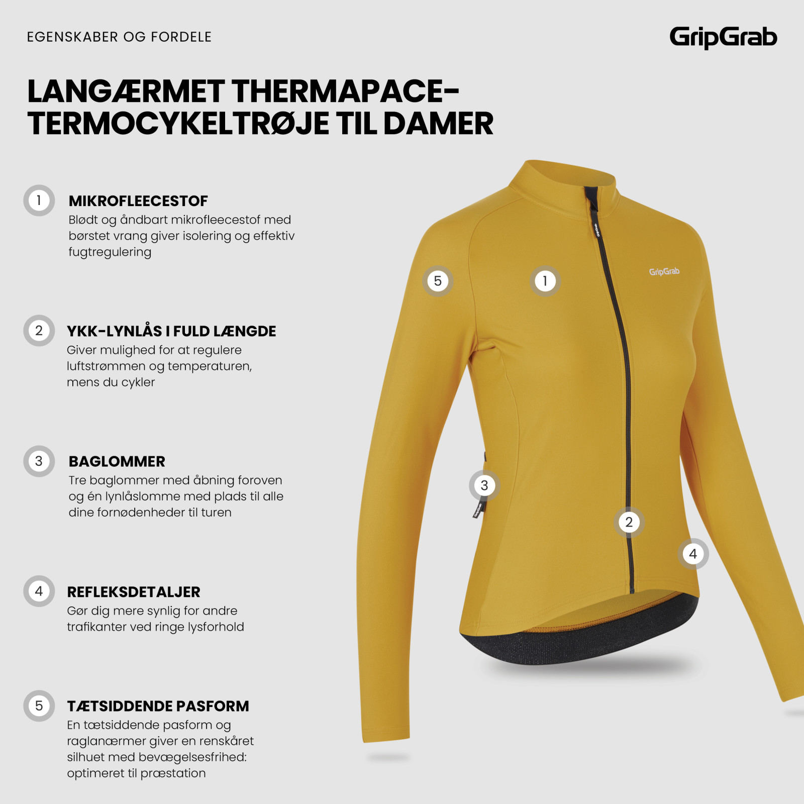 Beklædning - Baselayer / Undertøj - GripGrab Langærmet Therma PACR Termocykeltrøje til damer - Gul