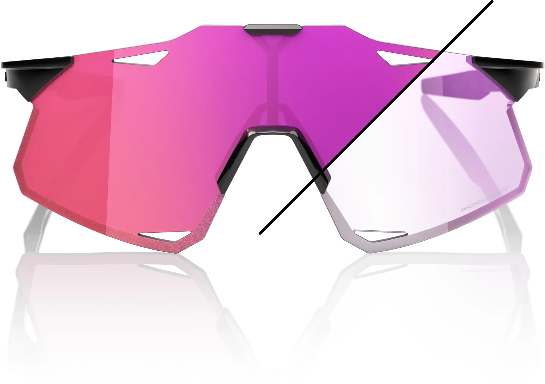 Beklædning - Cykelbriller - 100% HYPERCRAFT - Gloss Black - Photochromic Purple Mirror