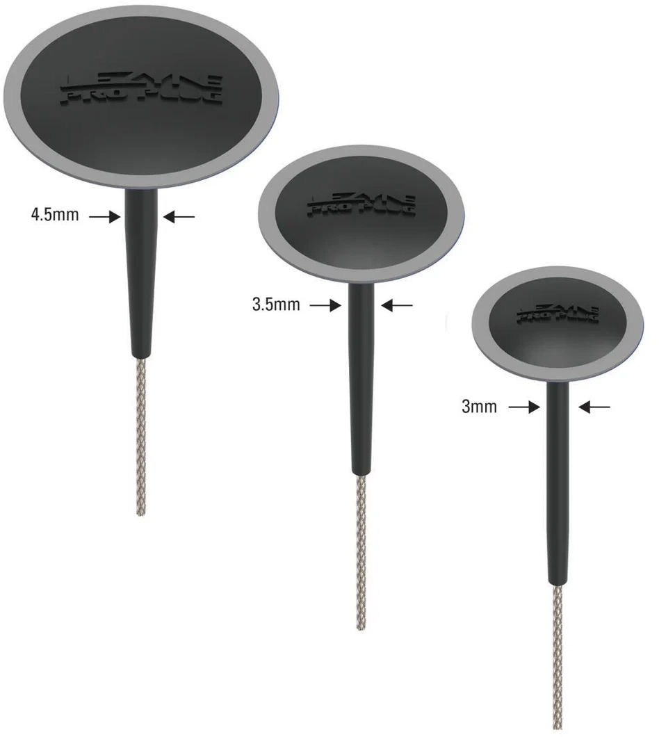 Reservedele - Tubeless - Lezyne Tubeless (Tire Repair) Pro Plugs m. 2 x 3mm, 2 x 3.5mm og 2 x 4.5mm plugs