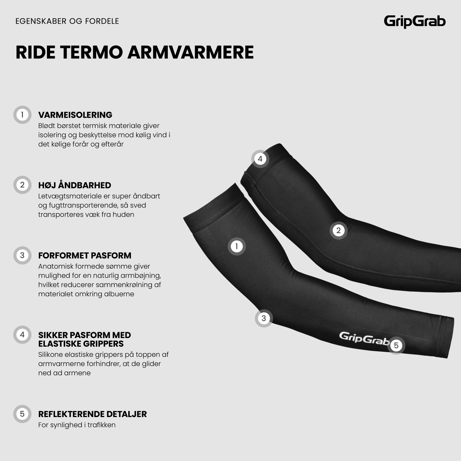 Beklædning - Løse ærmer / ben - GripGrab RIDE Termo Armvarmere - Black