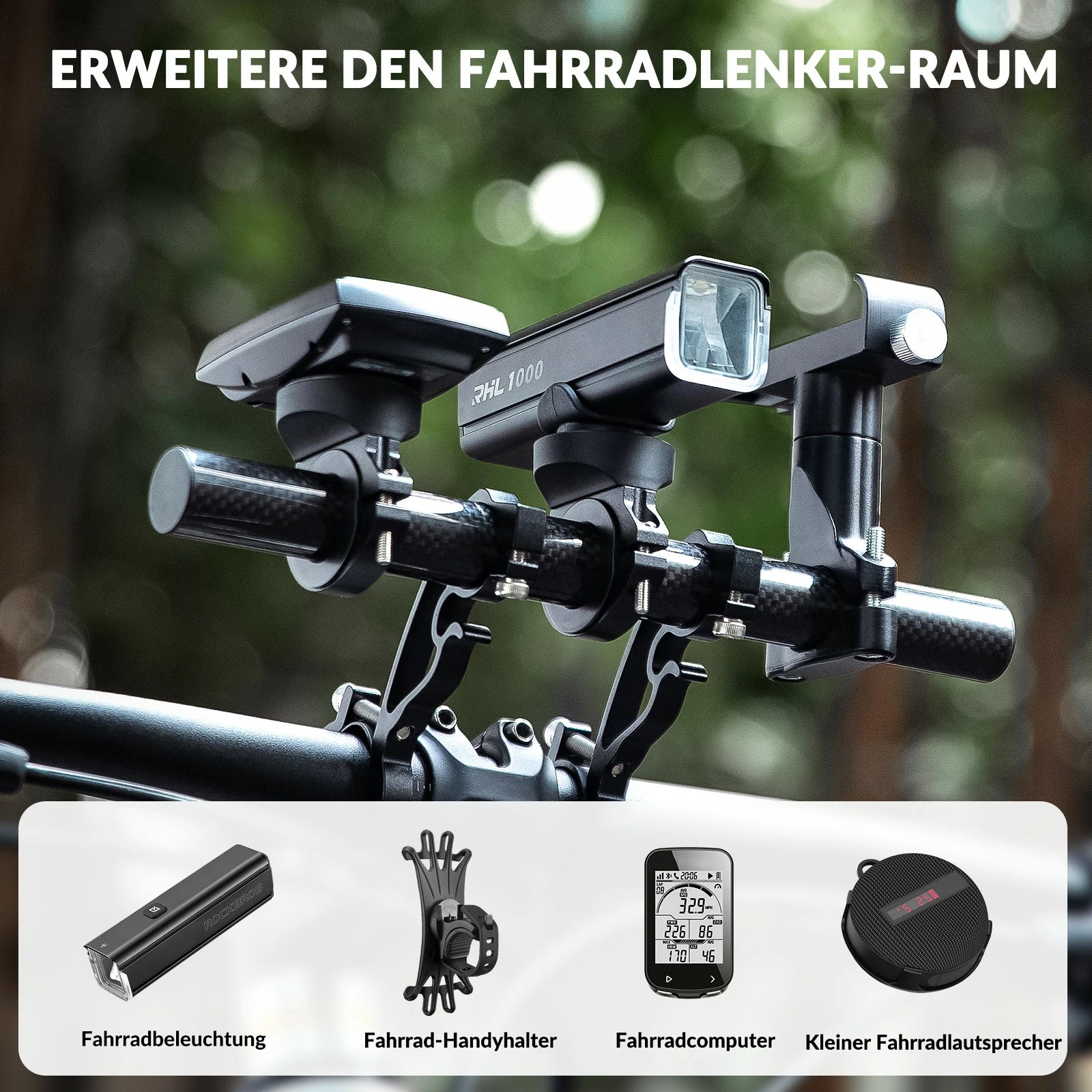 Tilbehør - Mobilholdere - RockBros Styrforlænger 25 cm til 20-32mm Styr