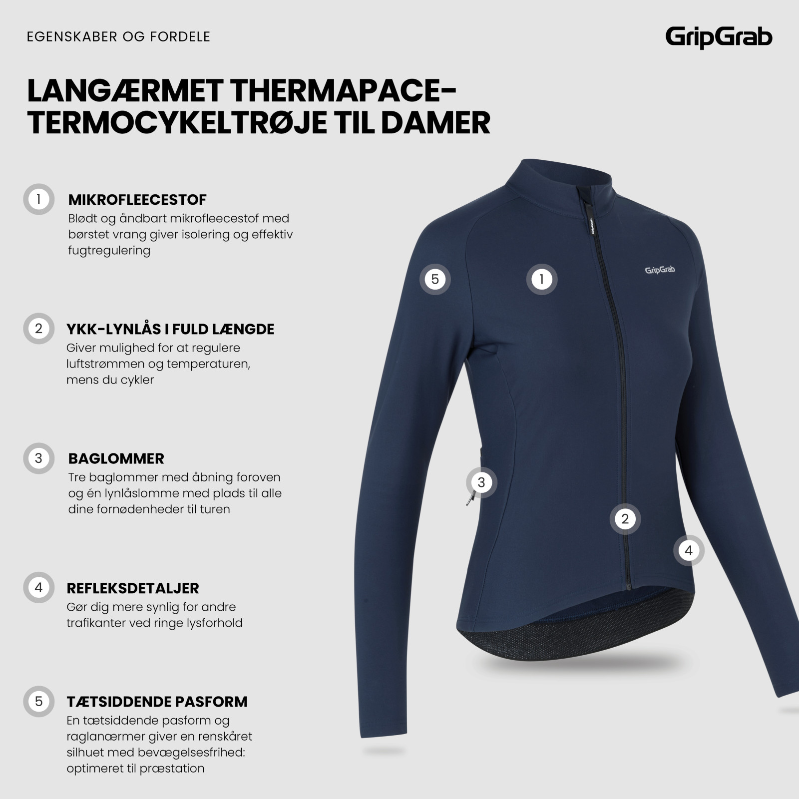 Beklædning - Baselayer / Undertøj - GripGrab Langærmet Therma PACR Termocykeltrøje til damer - Blå