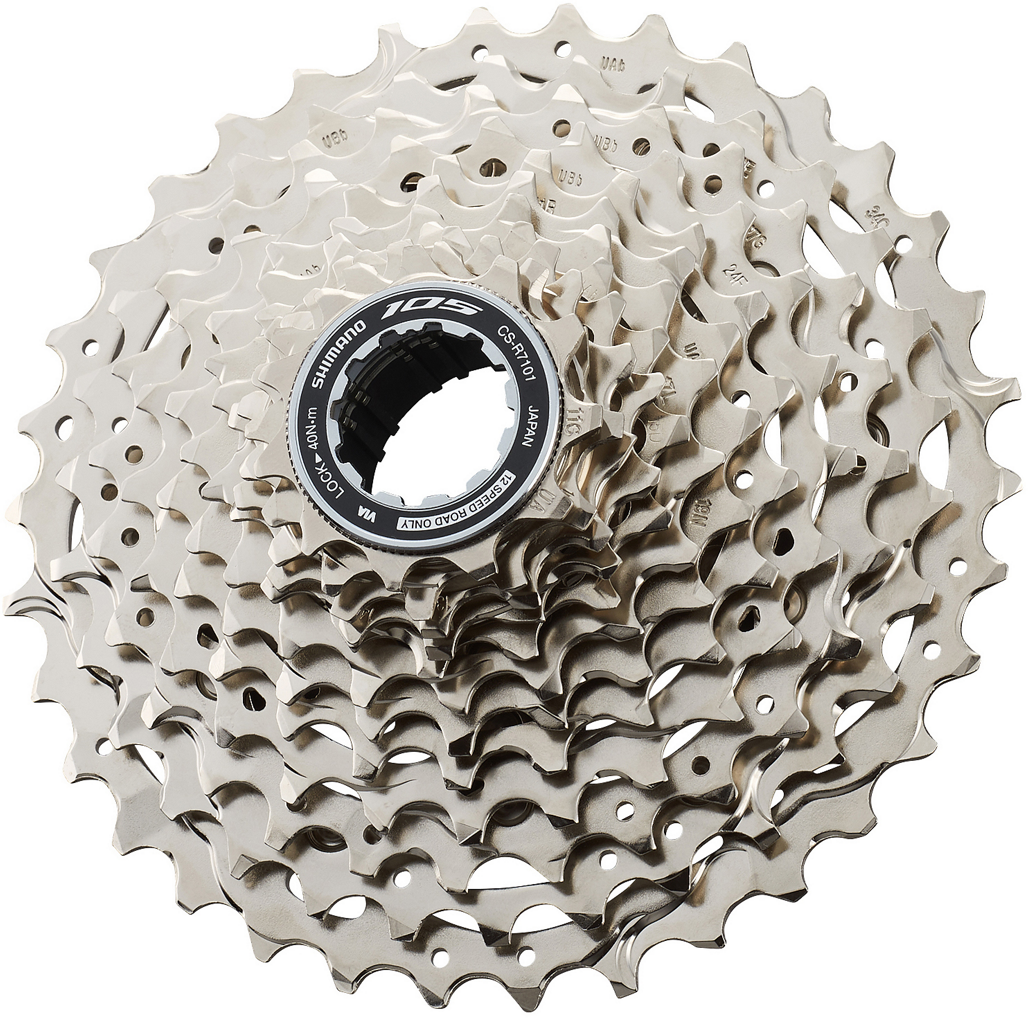 Reservedele - Kassette / krans / tandhjul - Shimano 105 CS-R7101 Kassette 12 speed 11-34T Sølv