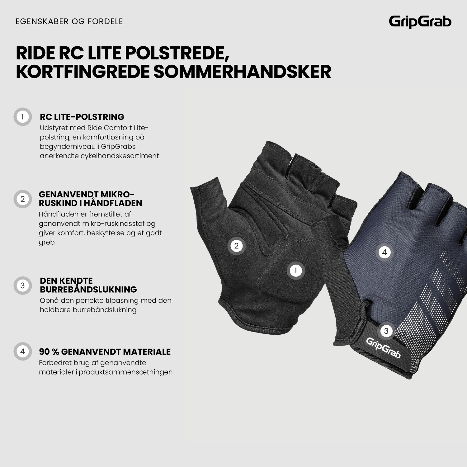 Beklædning - Cykelhandsker - GripGrab Ride RC Lite Cykelhandske - Navy Blue