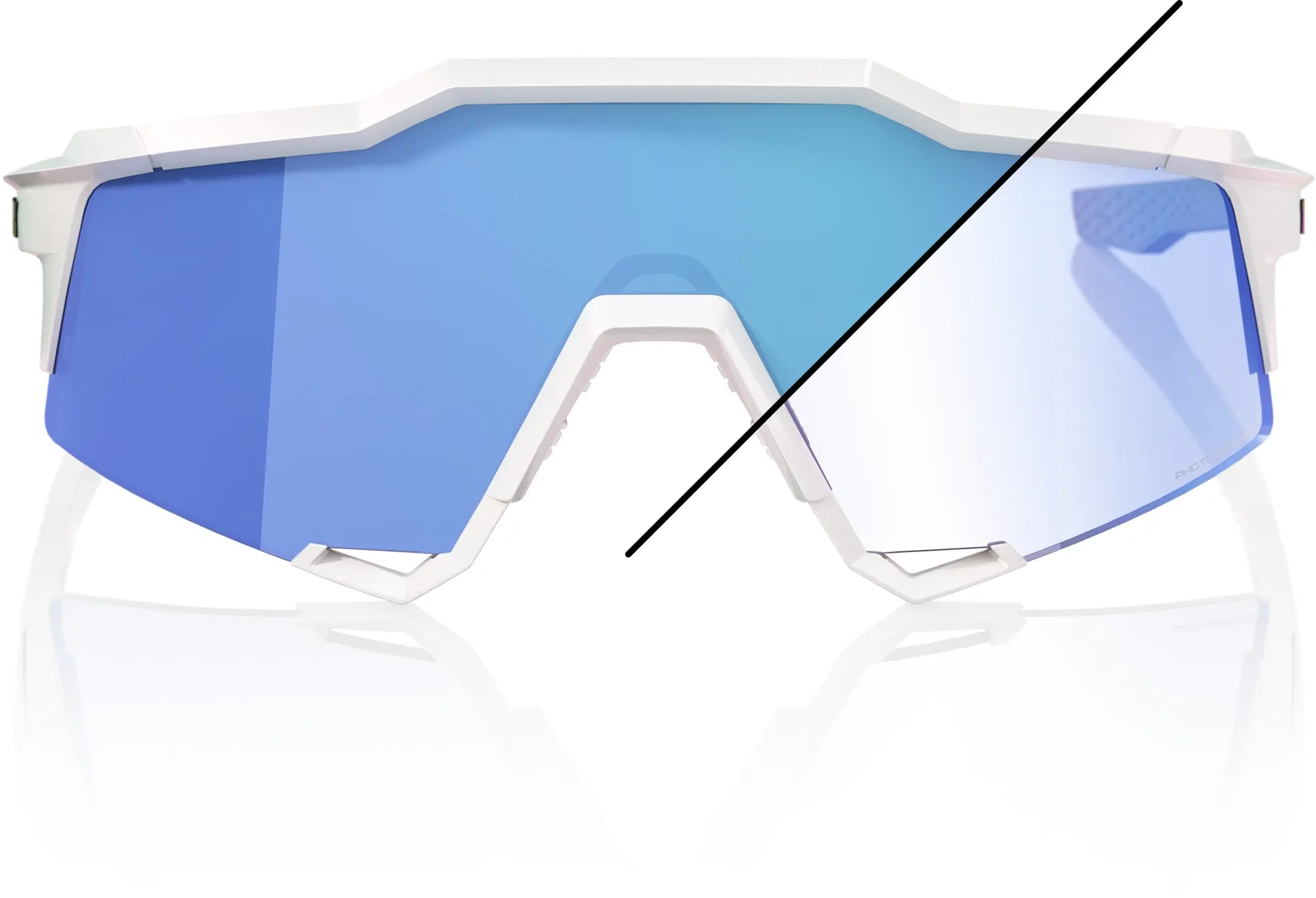 Beklædning - Cykelbriller - 100% SPEEDCRAFT - Bastille LE - Pearl White Glitter - Blue Mirror Photochromic