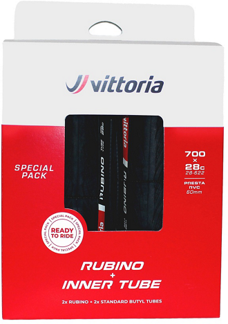 Reservedele - Cykeldæk - Vittoria Road Rubino V TP 700x28c/30c G2 Sampak (2 dæk + 2 slanger) - Black