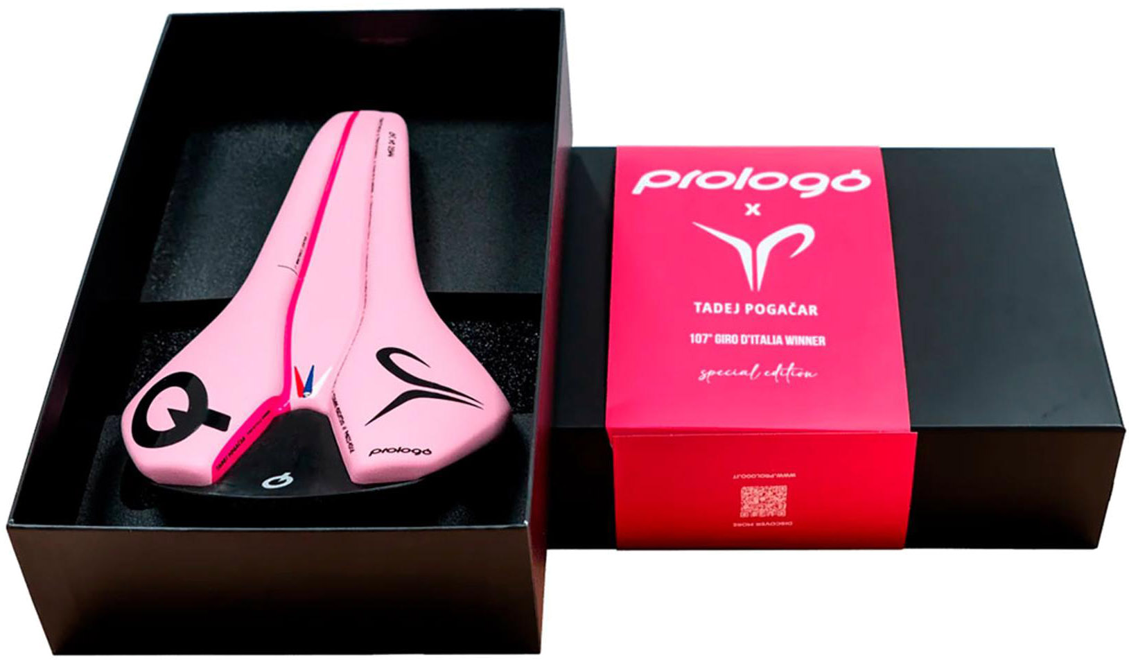 Tilbehør - Cykelsadel - Prologo Nago R4 147 Tadej Pogačar Special Edition - Giro d'Italia Lyserød