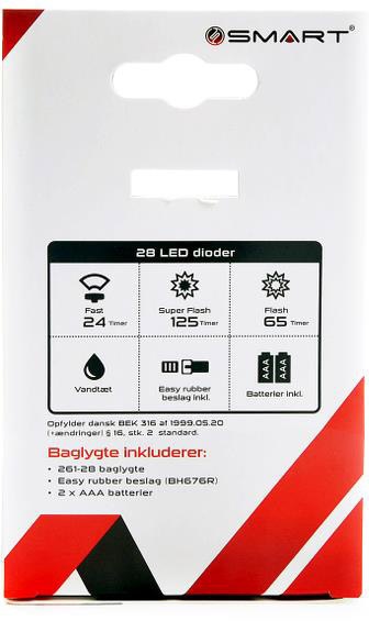 Tilbehør - Cykellygter - SMART Baglygte med micro LED, m. EasyRubber Holder