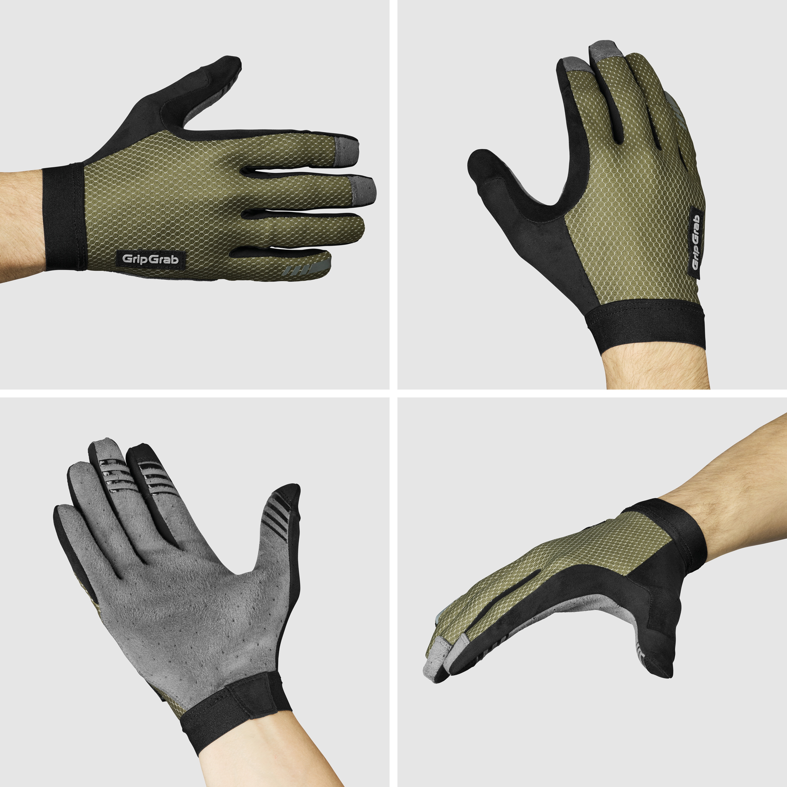 Beklædning - Cykelhandsker - GripGrab Vertical 2 InsideGrip™ Langfingret Sommerhandsker - Olive Green