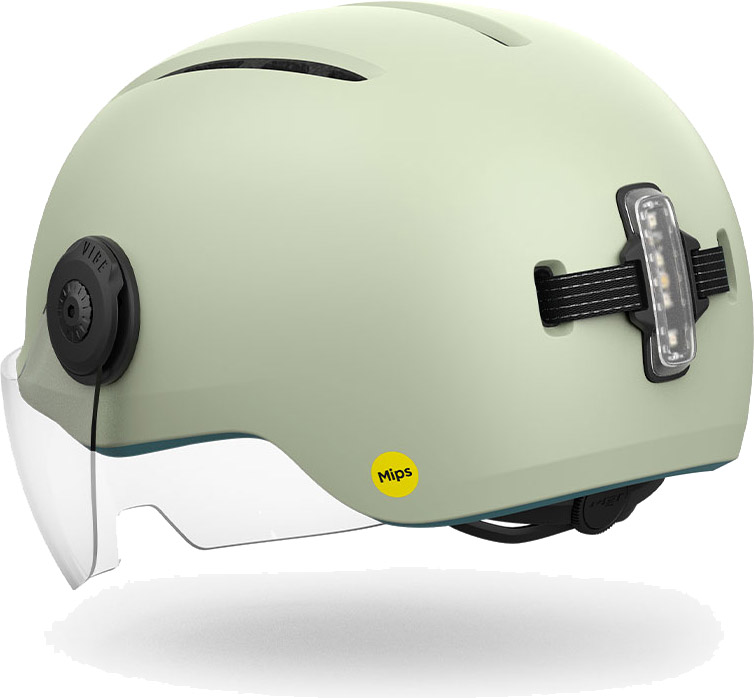 Beklædning - Cykelhjelme - MET Helmet Vibe On MIPS m. LED - Moss Gray/Matt (elcykel hjelm)