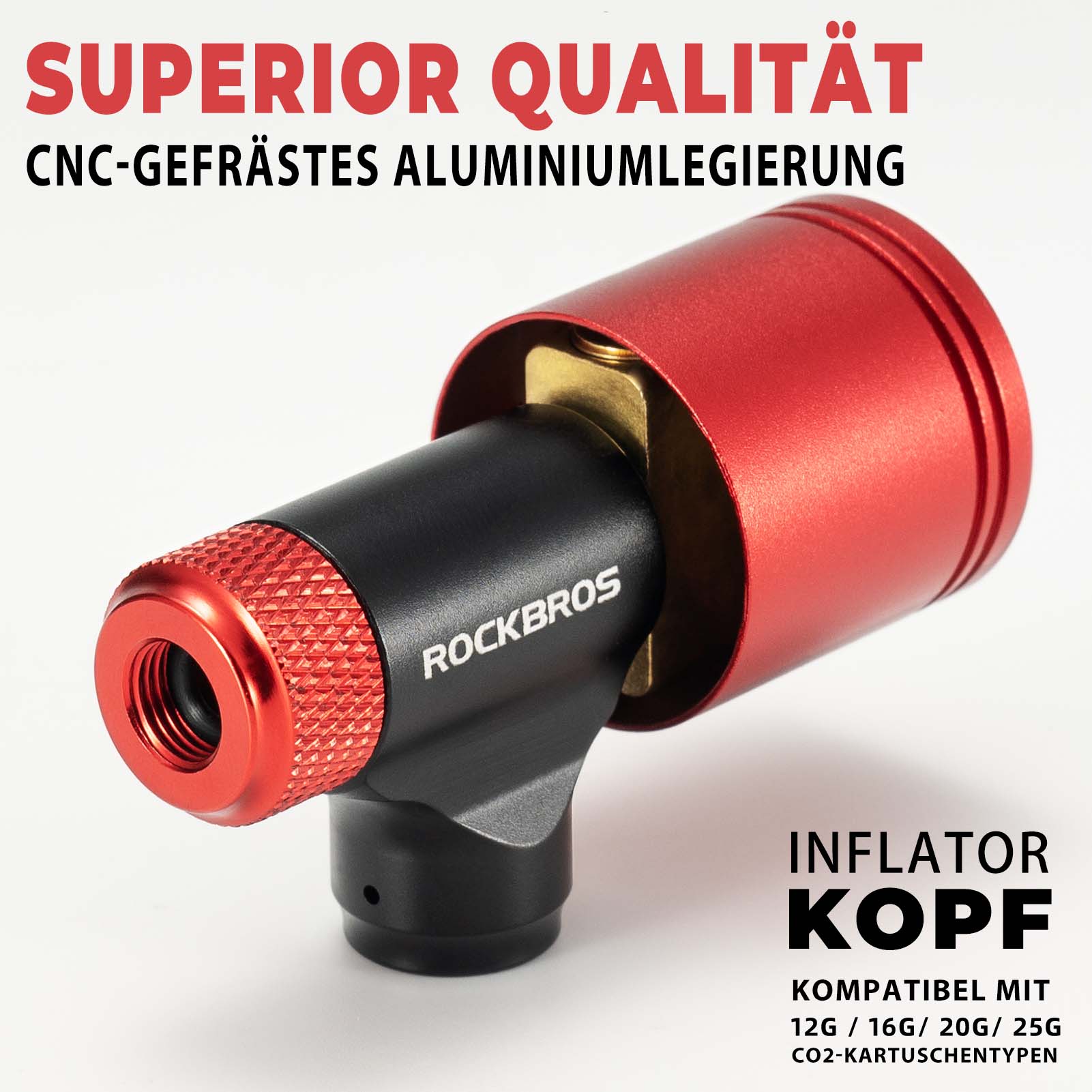 Tilbehør - Cykelpumper - RockBros CO2 Pumpe m. Manometer 160psi/11bar